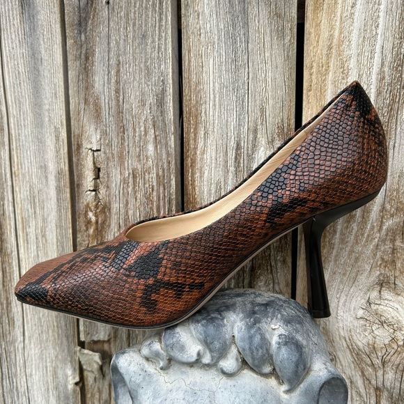 Jimmy Choo Shoes - Jimmy Choo Marcela Snake Print Heel Leather Brown Black 39.5